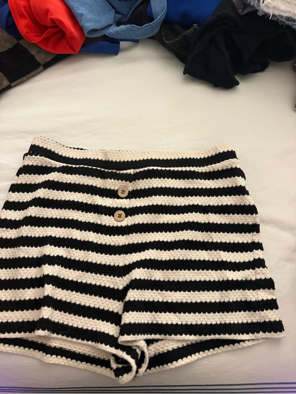 Striped Black & White Crochet Women's Shorts anthropology